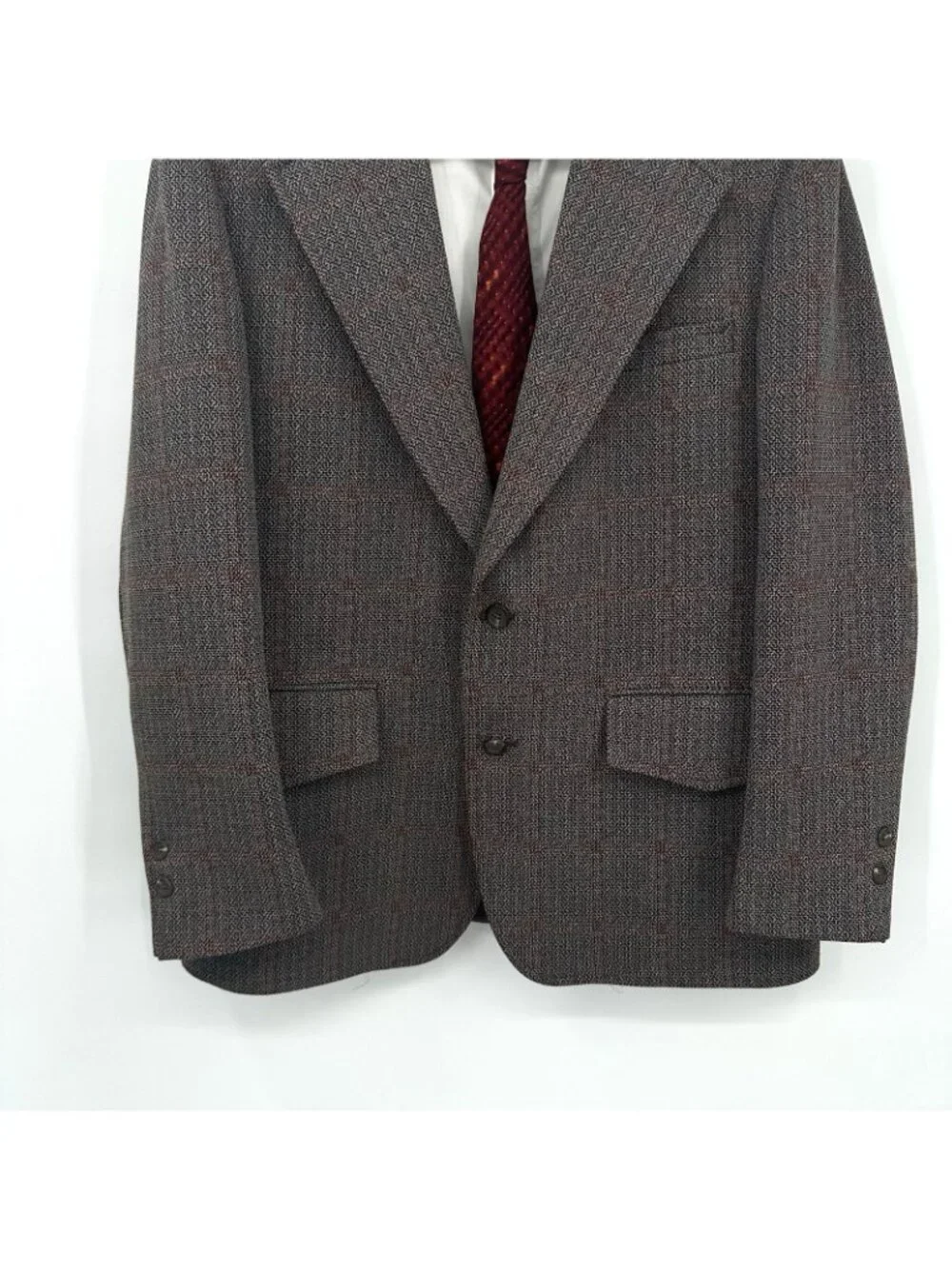 vintage 70s JACKET BLAZER SPORT COAT 44R disco polyester ron burgundy anchorman